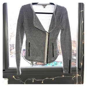 Lucky Brand Grey and White Sweater Blazer Jacket